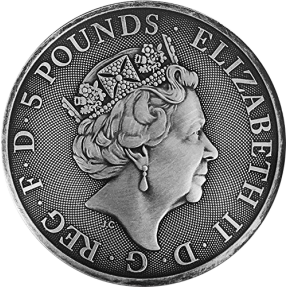 現貨 - 2018英國-皇后野獸系列-獨角獸-2盎司銀幣-仿古版
