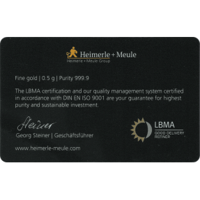 現貨 - Heimerle Meule(德國)-0.5克金條(LBMA)