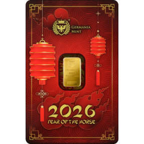 預購(確定有貨) - 2026日耳曼尼亞Germania Mint-生肖-馬年-1克金條(卡裝)