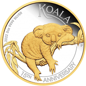 現貨 - 2022澳洲伯斯-無尾熊-15週年紀念-鍍金版-3盎司銀幣