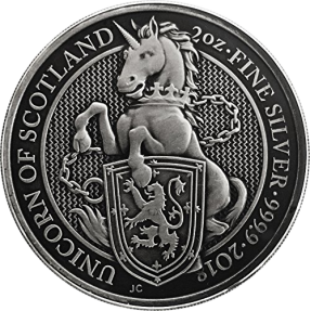 現貨 - 2018英國-皇后野獸系列-獨角獸-2盎司銀幣-仿古版