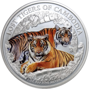 現貨 - 2024柬埔寨-柬埔寨失落之虎-彩色版-1盎司銀幣(普鑄)