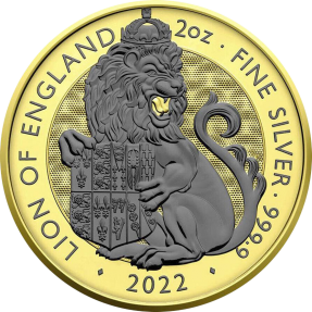 預購(限已確認者下單) - 2022英國-都鐸野獸系列-英格蘭的獅子-鍍金鍍釕版-2盎司銀幣