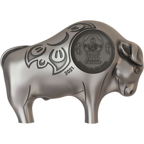 現貨 - 2021蒙古-生肖-牛年-造型-1盎司銀幣