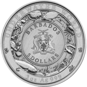 現貨 - 2019巴貝多-水下世界系列-鱷魚-3盎司銀幣