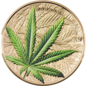 現貨 - 2021貝南-大麻草-鍍金版-1盎司銀幣