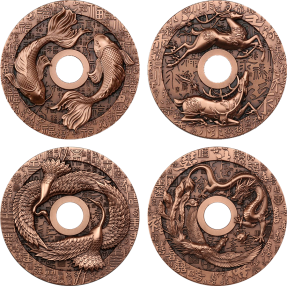 現貨 - 2022薩摩亞-吉祥如意系列-福、祿、壽、囍-220克銅幣(四枚組)