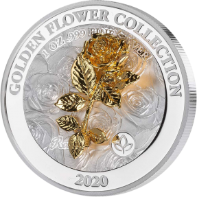現貨 - 2020薩摩亞-金花收藏3D系列-玫瑰-1盎司銀幣