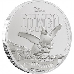 現貨 - 2016紐埃-迪斯尼-小飛象75週年紀念-1盎司銀幣-(氧化白斑)