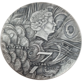 現貨 - 2022紐埃-驚人的動物-孔雀-3盎司銀幣