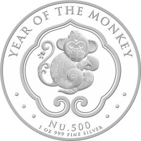 現貨 - 2016不丹-生肖-猴年-高浮雕-1盎司銀幣(精鑄)