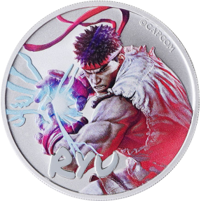 現貨 - 2022吐瓦魯-街頭霸王-隆-彩色卡裝版-1盎司銀幣(普鑄)