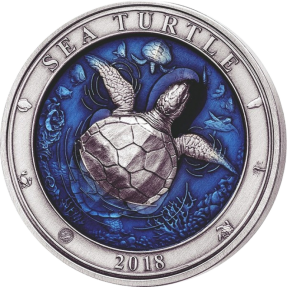 現貨 - 2018巴貝多-水下世界系列-海龜-3盎司銀幣