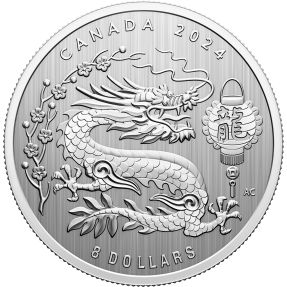 預購(確定有貨) - 2024加拿大-生肖-龍年-1/4盎司銀幣(普鑄)(卡裝)
