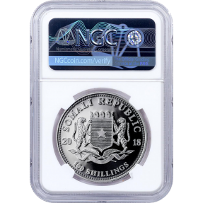 現貨 - 2018索馬利亞-象-1盎司銀幣-NGC MS70鑑定幣-Early Release版-非洲象標籤