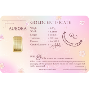 預購(限已確認者下單) - Aurora-迪士尼-愛麗絲夢遊仙境-柴郡貓-限量版-0.25克金條