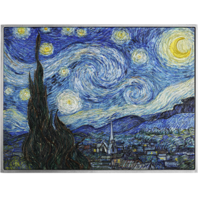 預購(限已確認者下單) - 2021查德-梵谷系列-星夜-彩色版-(2盎司銀+33.5盎司銅)銀幣