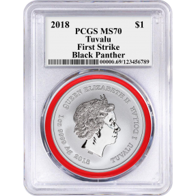 現貨 - 2018吐瓦魯-Marvel系列-黑豹-1盎司銀幣-PCGS MS70鑑定幣-First Strike版