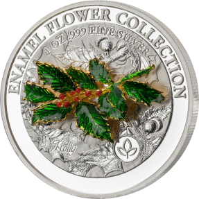 預購(限已確認者下單) - 2021薩摩亞-琺瑯花卉系列-冬青-1盎司銀幣