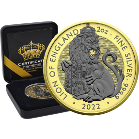 預購(限已確認者下單) - 2022英國-都鐸野獸系列-英格蘭的獅子-鍍金鍍釕版-2盎司銀幣