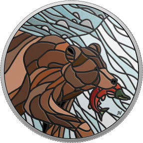 預購(限已確認者下單) - 2018加拿大-鑲嵌藝術系列-灰熊-1盎司銀幣