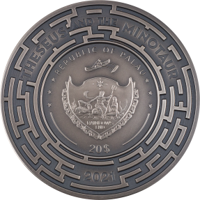 預購(確定有貨) - 2021帛琉-潘朵拉的盒子-特修斯與米諾陶洛斯-3盎司銀幣