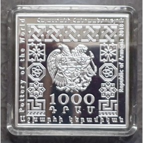 現貨 - 2018亞美尼亞-世界陶器系列-俄羅斯陶器-1盎司銀幣-(展示盒破損)