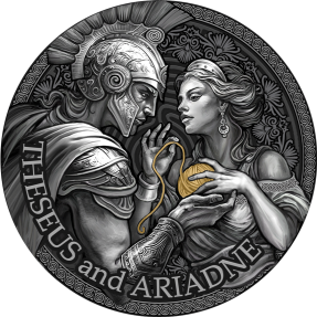 預購(限已確認者下單) - 2024喀麥隆-偉大的希臘神話系列-忒修斯(雅典國王)與阿里阿德涅(克里特公主)-2盎司銀幣