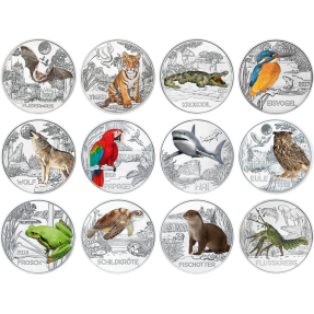 現貨 - 2016~2019奧地利-多彩的生物系列-16克硬幣(銅合金)(12枚組)(含專用塑殼)(含原廠收藏冊)
