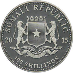 現貨 - 2015索馬利亞-象-1盎司銀幣-仿古版
