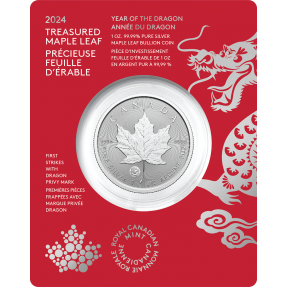 現貨 - 2024加拿大-楓葉-龍標記版-1盎司銀幣(普鑄)(卡裝)(首發版)
