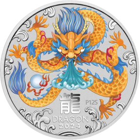 現貨 - 2024澳洲伯斯-生肖-龍年-彩色版-1盎司銀幣(普鑄)(卡裝)