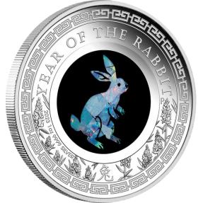 現貨(熱銷-原廠已售罄) - 2023澳洲伯斯-蛋白石-生肖-兔年-1盎司銀幣