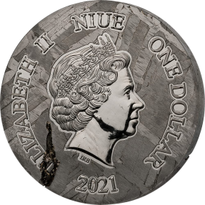 現貨 - 2021紐埃-俄羅斯隨城橄欖鎳鐵隕石-1盎司隕石幣