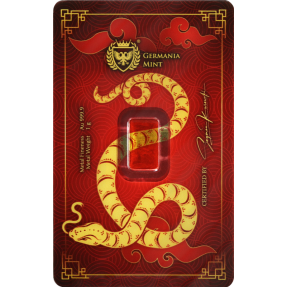 現貨(原廠己售罄) - 2025日耳曼尼亞Germania Mint-生肖-蛇年-1克金條(卡裝)