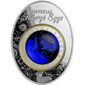 現貨 - 2018紐埃-法貝熱彩蛋系列-藍色阿列克謝星座彩蛋-56.56克銀幣