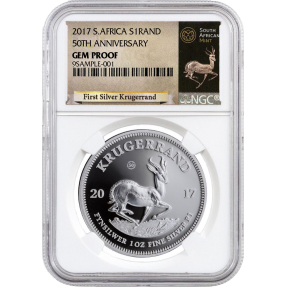 現貨 - 2017南非-克魯格-1盎司精鑄銀幣-NGC GEM PROOF鑑定幣(羚羊標籤白底)