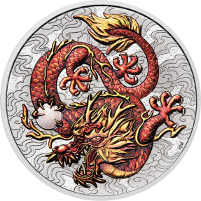 現貨 - 2021澳洲伯斯-中國神話傳說系列-龍-彩色版-1盎銀幣(普鑄)