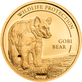 現貨 - 2019蒙古-野生動物保護系列-蒙古戈壁熊-0.5克金幣