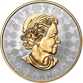 預購(確定有貨)(國際搶手熱銷款) - 2024加拿大-楓葉-深凹鍍金版-1盎司銀幣