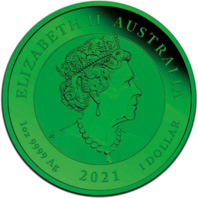 預購(限已確認者下單) - 2021澳洲伯斯-中國神話傳說系列-龍-彩色版(綠)-1盎銀幣(普鑄)
