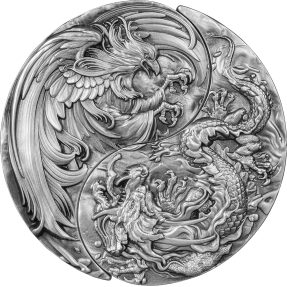 預購(即將到貨) - 2023查德-陰陽龍鳳-仿古版-(1盎司銀+2.25盎司銅)銀幣(2枚組)