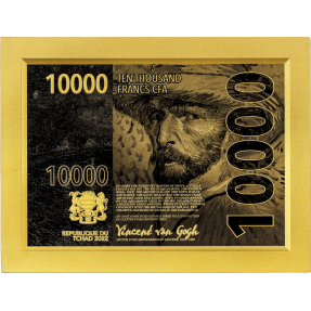 現貨 - 2022查德-梵谷系列-隆河上的星夜-鍍金版-(2盎司銀+33.5盎司銅)銀幣