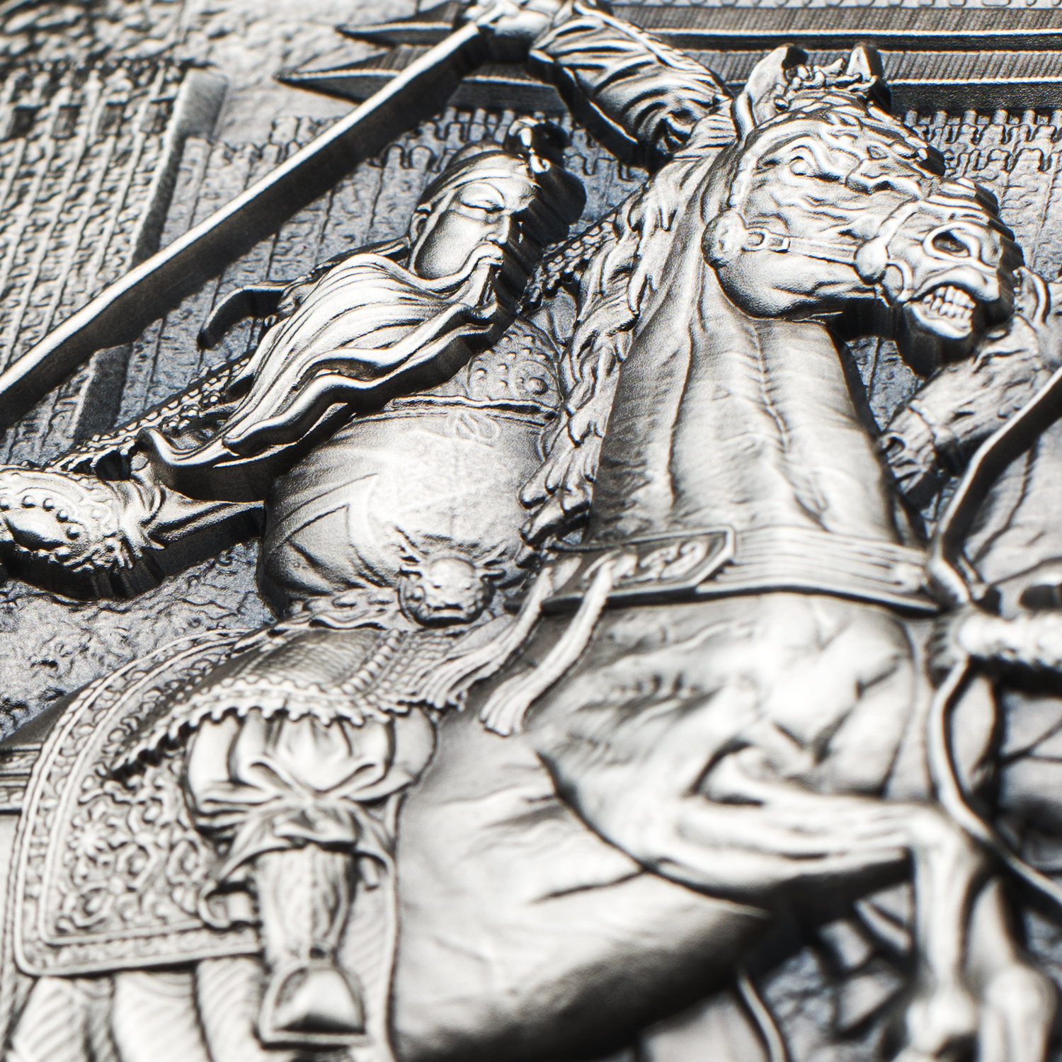 2022 Guan Yu Crosses 5 Passes and Slays 6 Generals 2 oz Pure Silver Coin Detail3.jpg