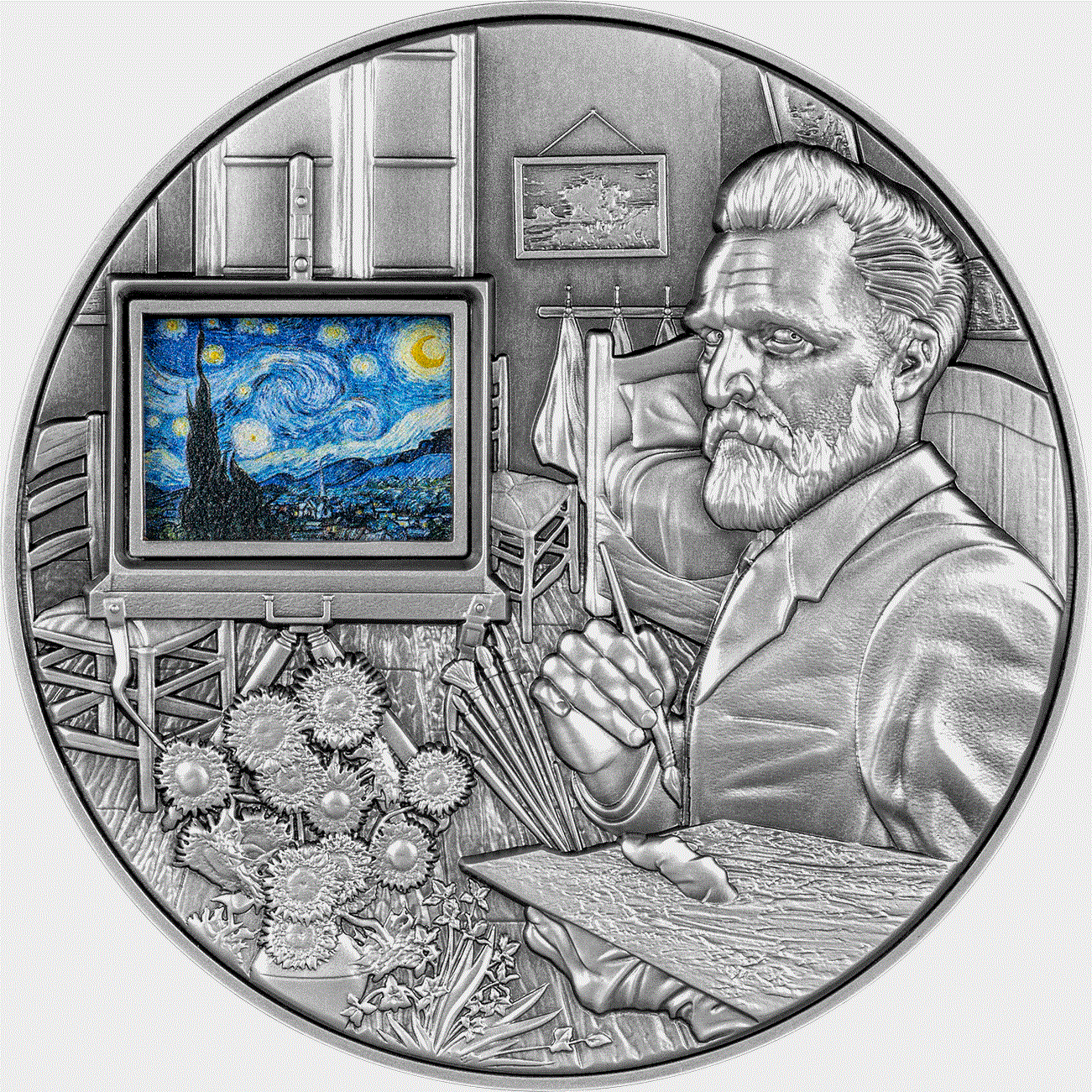 2023 Vincent van Gogh's Masterpieces 5oz Rotating Silver Coin Animation-1.gif