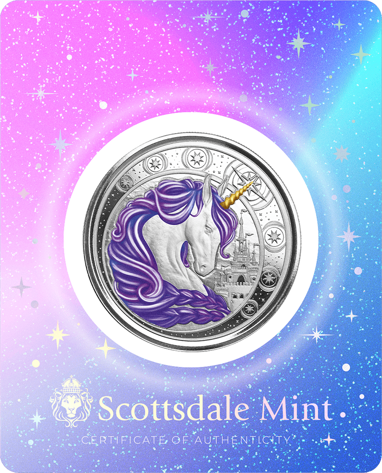 2023 Ghana Unicorn Aurora 1 troy oz 999 Fine Silver Purple Color Proof Coin Scottsdale Mint 07-1.png