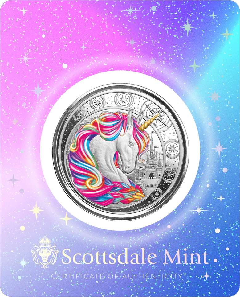 2023 Ghana Unicorn Blossom 1 troy oz 999 Fine Silver Rainbow Color Proof Coin Scottsdale Mint 07-1.png